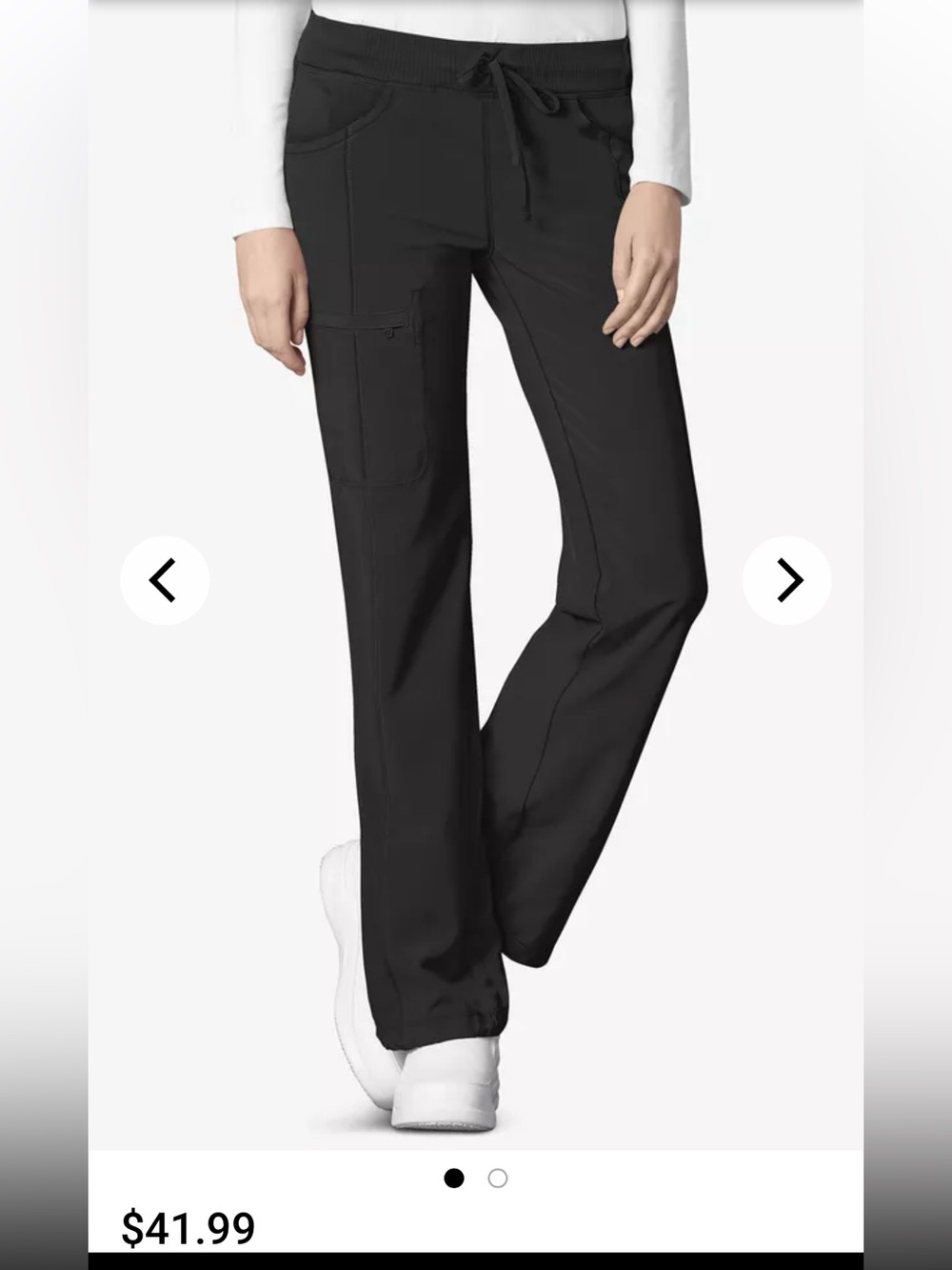 Infinity Women's 4-Pocket STRETCH Drawstring Scrub Pants - Black, Various Sizes